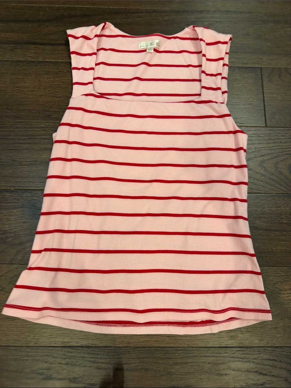nine britton Pink with Red Striped Tank Top Medium - C67-098